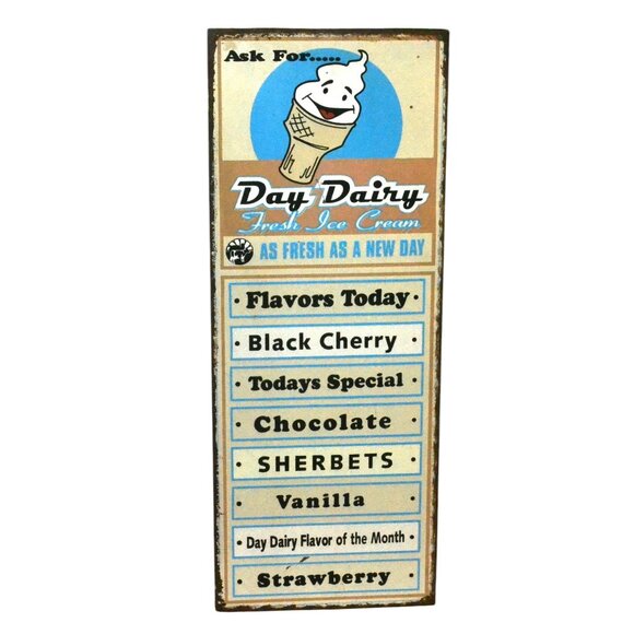 Tin Vintage Look Ice Cream Signs Kitchen Dining Decor Country Farmhouse - Picture 2 of 7